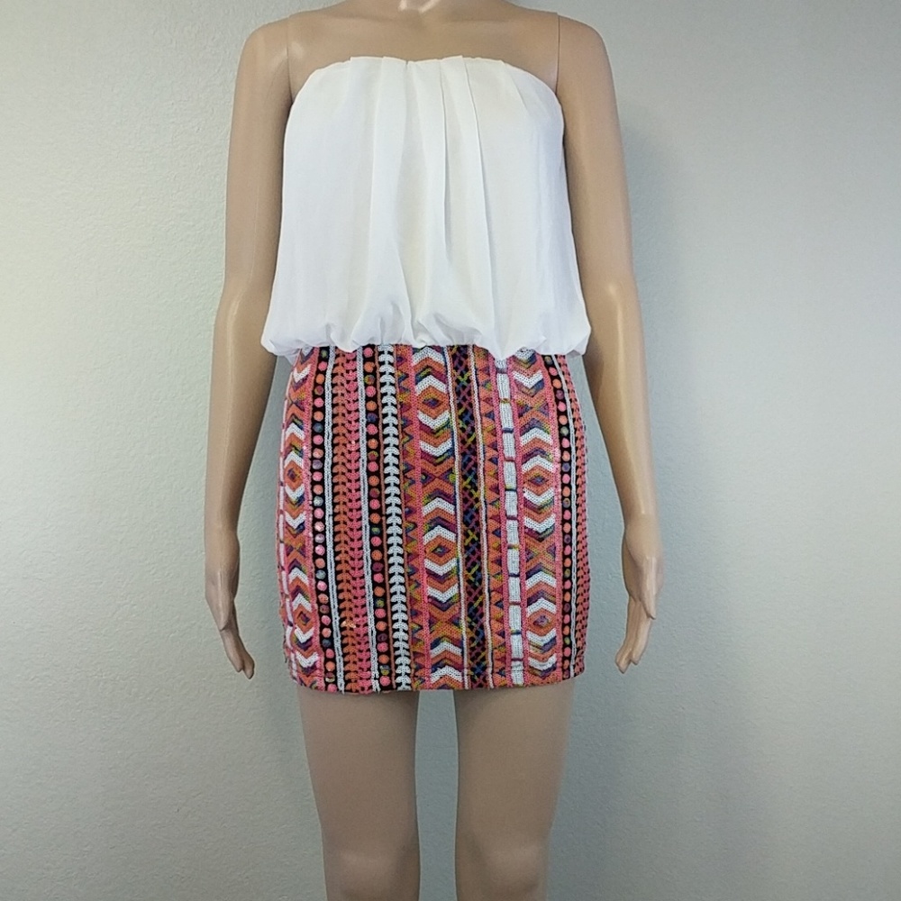 [B Sharp] Draped Front Embellished Graphic Skirt - image 1